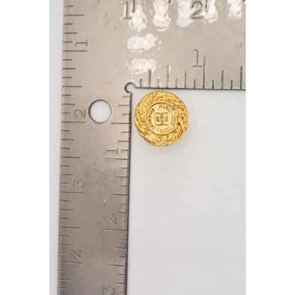 Givenchy Vintage Logo Clip On Earrings 4G Coin Round Gold Signed 80s 1980s BinAI - Picture 12 of 12